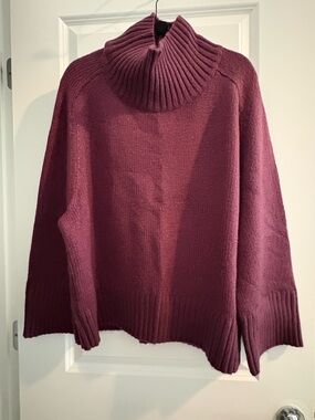 Ann Taylor Plum Ribbed Turtleneck Sweater